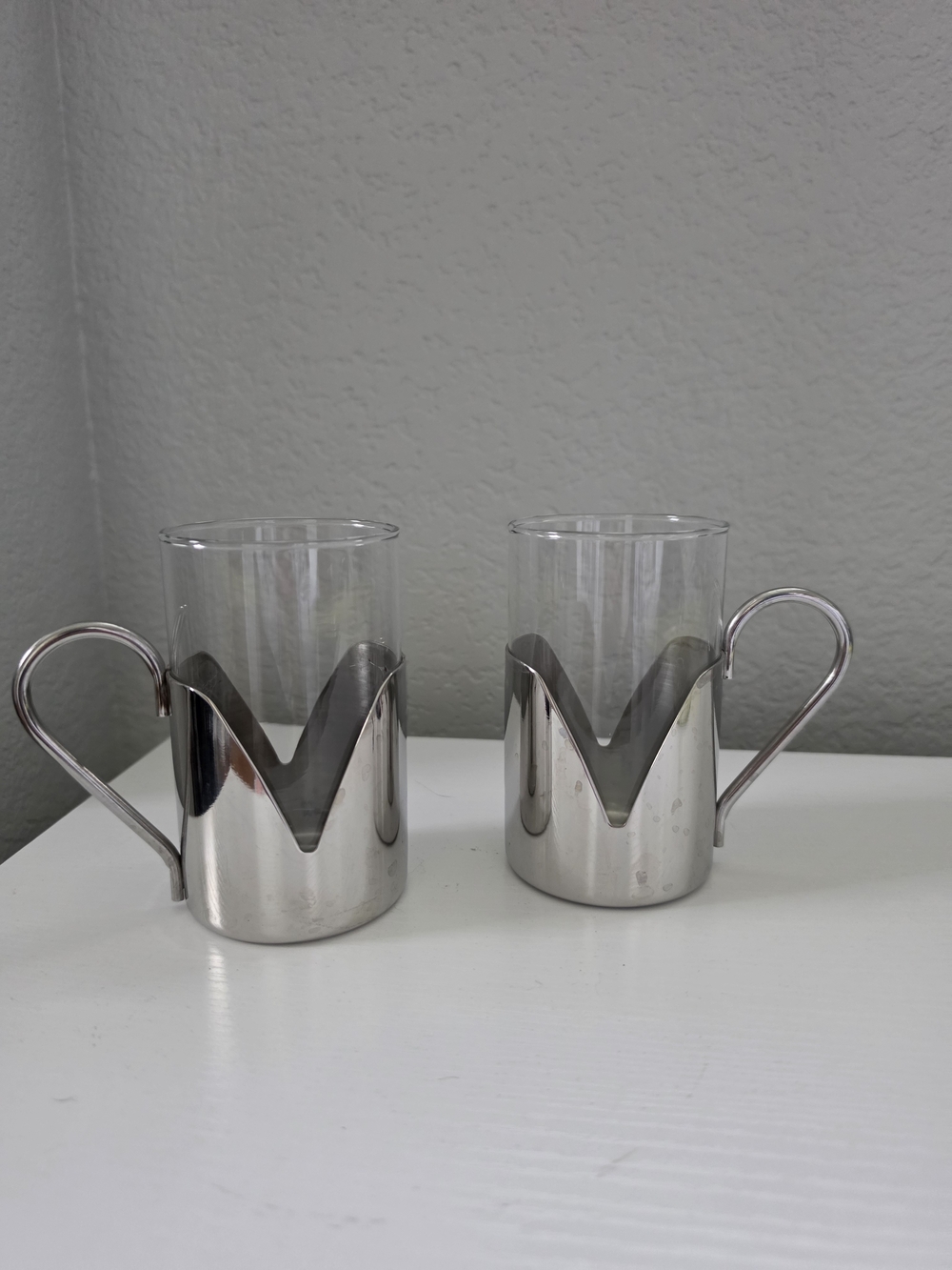 Marks & Spencer Stainless Steel and Clear Glass Espresso Mugs - Silver